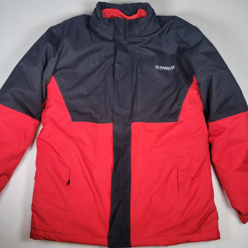 Magellan Outdoors Men's‎ Black-Red Long Sleeve Hooded Classic Fit Jacket Size S